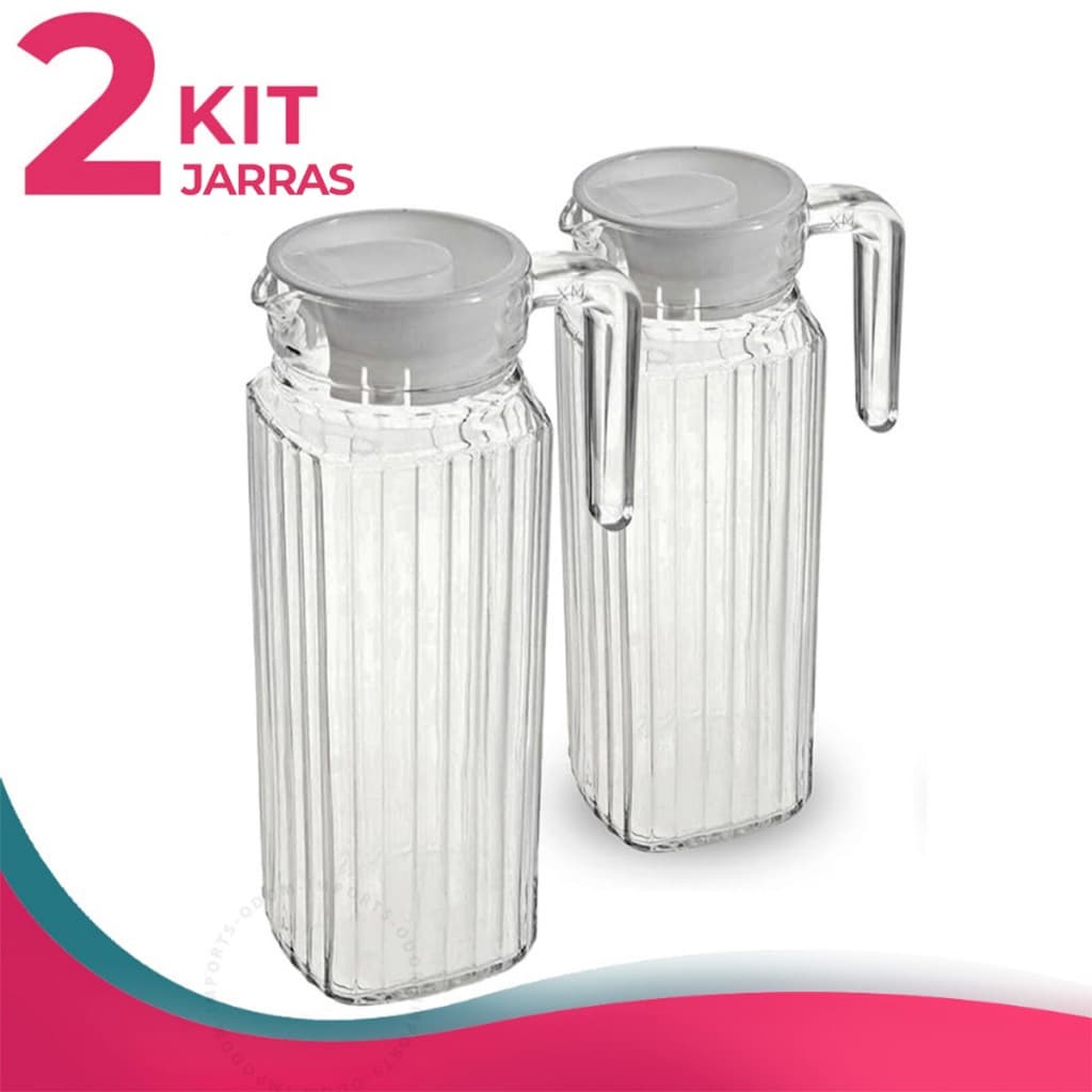 Jarras de Vidro Suíça 1 Litro com Tampa Transparente Resistente para Água Suco Chá