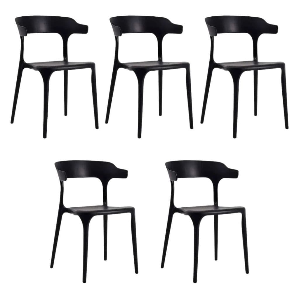 Kit 5 Cadeiras Jantar Elegantes Chifre Preto Braçadas
