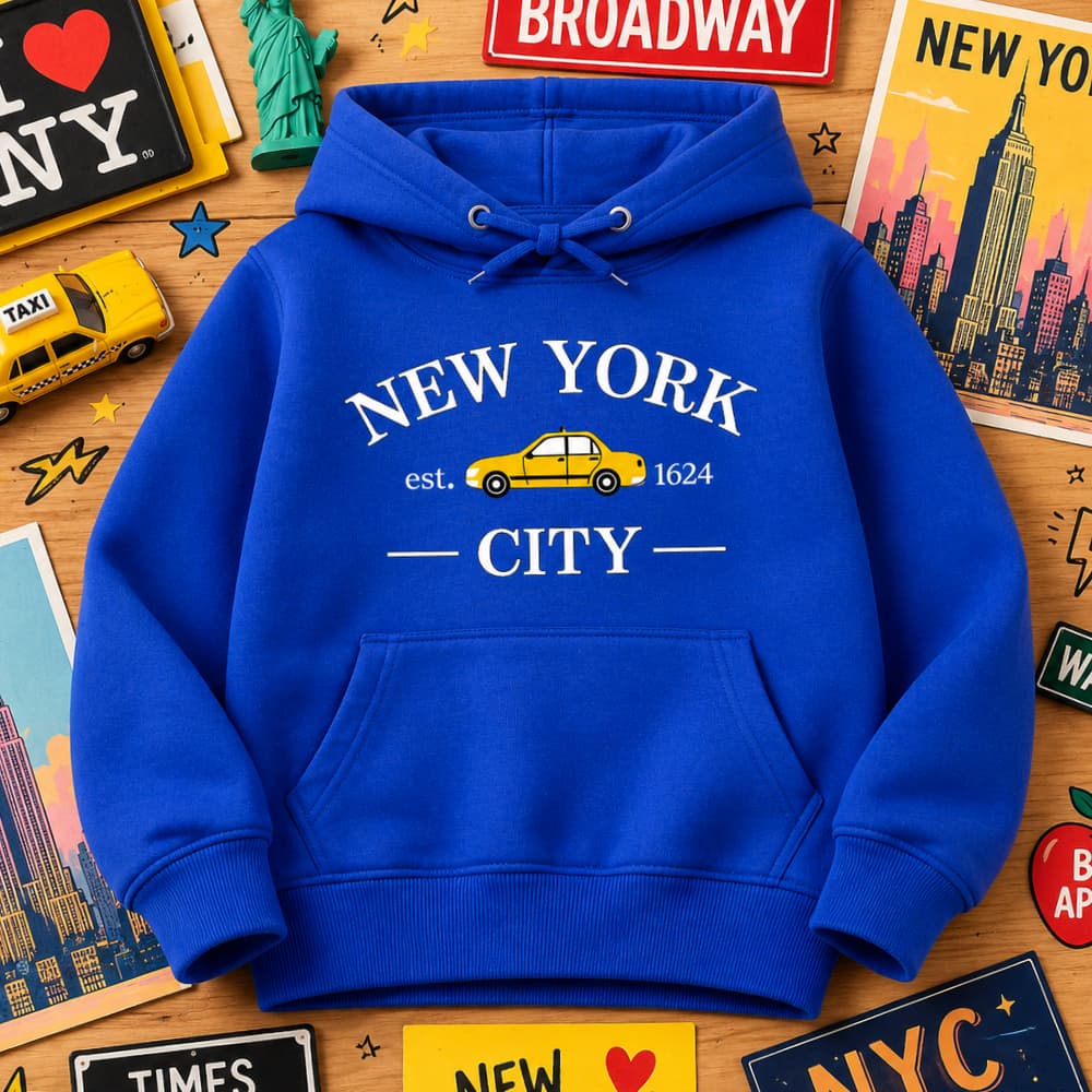 Moletom Infantil Nova York Estampado Taxi Amarelo Inverno Tendência Confortável Quentinho