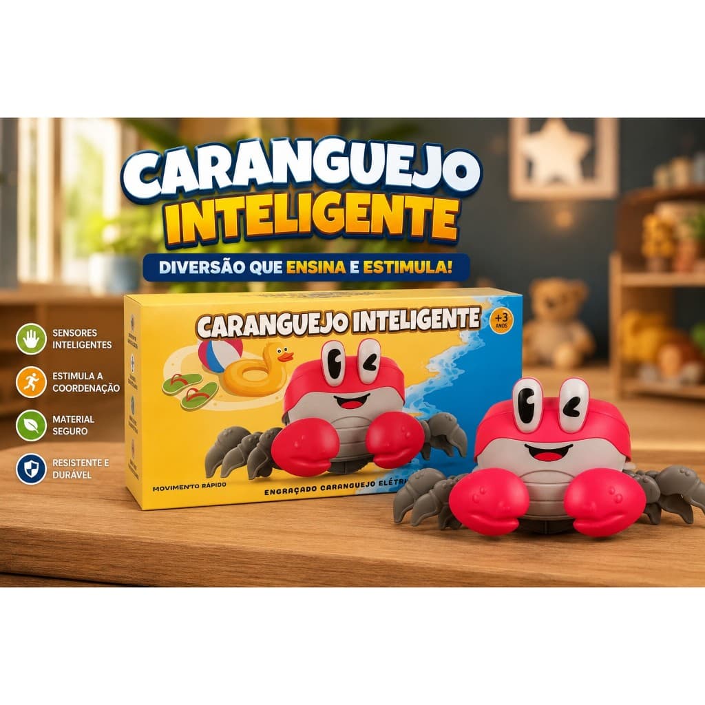 Caranguejo Brinquedo Fujão Sensor Dança E Som Eletrônico perfeito para estimular a  curiosidade da criança