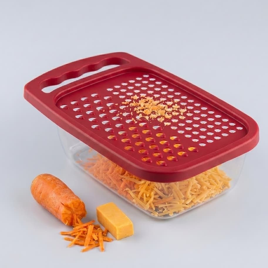 Ralador Plástico Com Dispenser 1350ml - Vermelho Vermelho