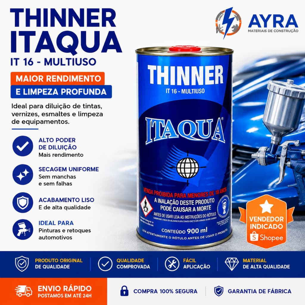 Thinner Solvente Multiuso 900ml IT16 | Para Tintas, Limpeza e Desengraxe | Alta Performance