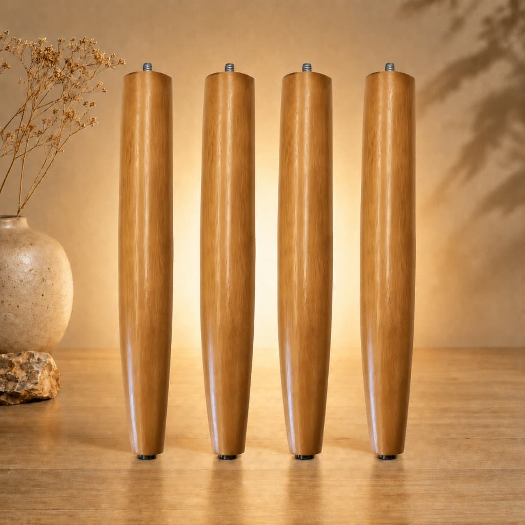 Kit 4 Pés Palito Castanho 30 cm Com Sapatas Plásticas - Pallazio