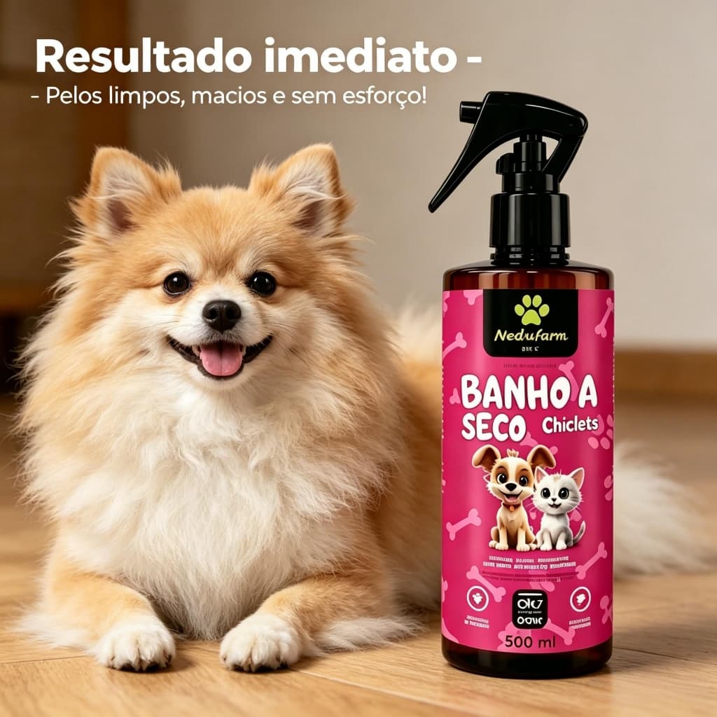 Shampoo seco para animais de estimação, 500ml, sem necessidade de enxágue, adequado para cães e gatos.