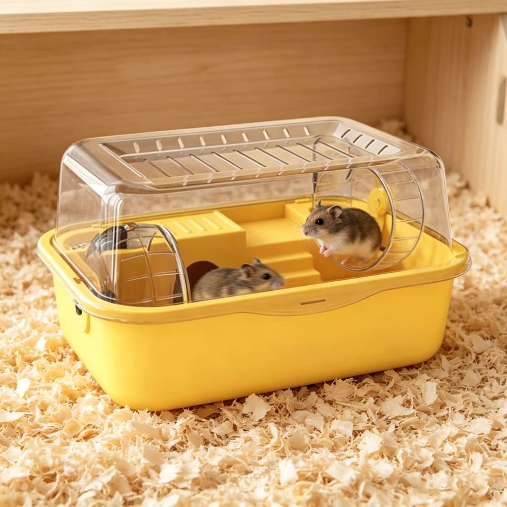 Gaiola Hamster de Plastico Com Garrafa de água e Roda de exercícios para gaiola para roedores