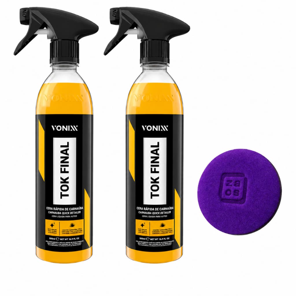 2 Tok Final Vonixx Cera CarnaUba Automotiva LIquida - 500ml + APLICADOR GRATIS