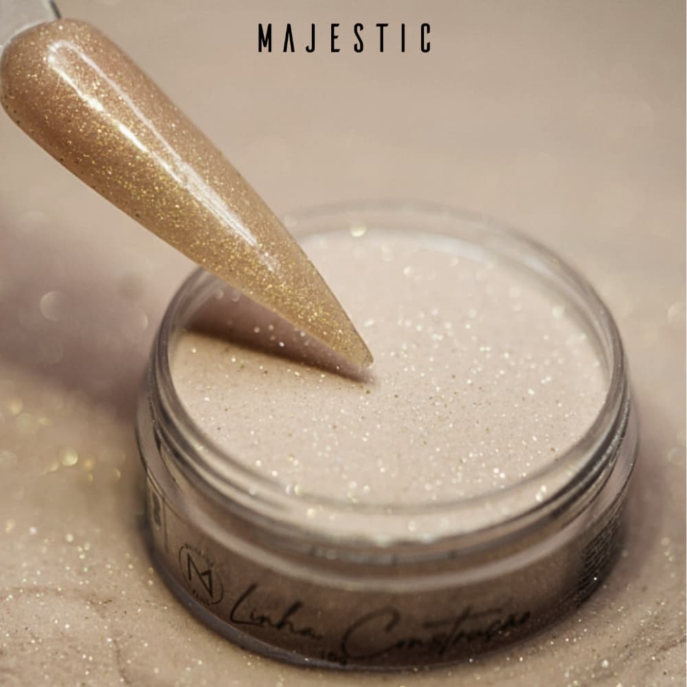 Pó Acrílico Construção CAPUCCINO SHINE (Nude glitter) Alongamento Majestic Nails