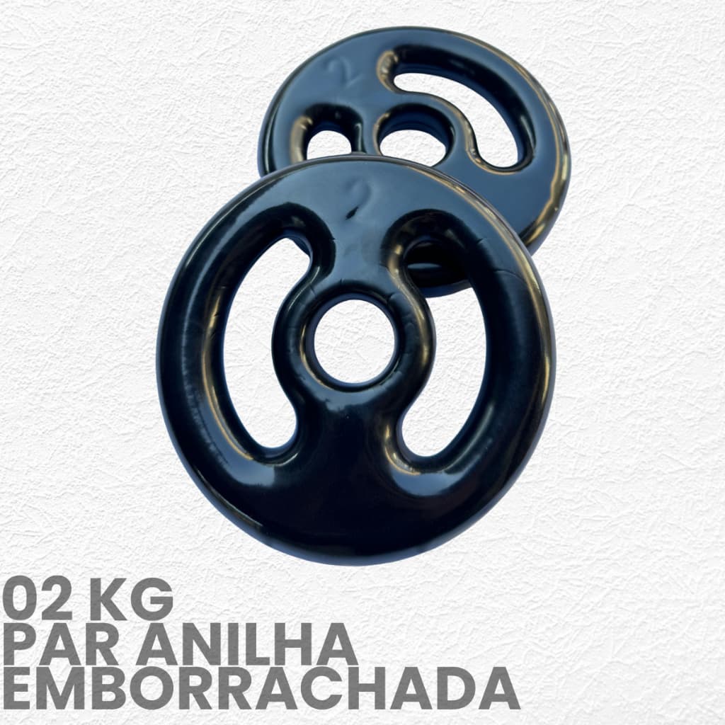 Par de anilha 2kg Emborrachada- peso de academia 2kg- 2 unid