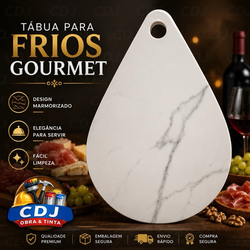 Tábua Para Frios Gourmet Marmorizada 41x29cm Queijos Petiscos Luxo