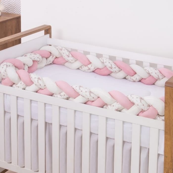 Trança de Berço Lateral 2,5 Metros Protetor Americano Bebe Menino Menina Maternidade Premium