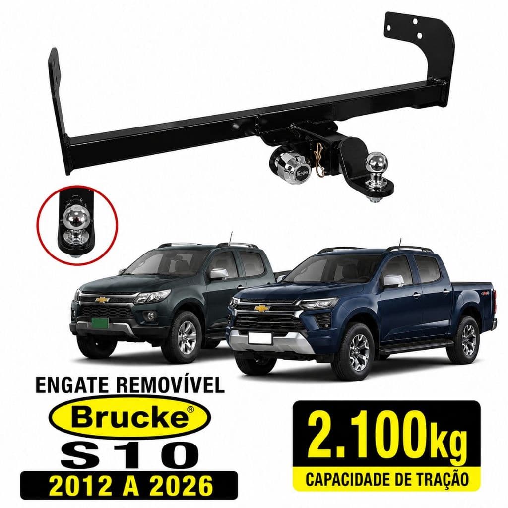 Engate Reboque Removível Chevrolet S10 2012 até 2026 2.100kg
