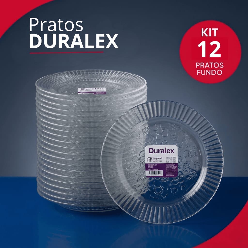 Kit 4/6/8/12 Prato Fundo Vidro Primavera Resistente Duralex 22cm Nadir