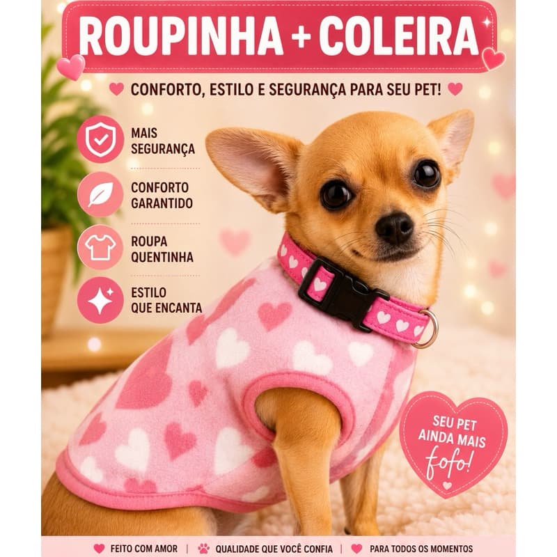 1 Coleira pet + 1 Roupinha pet  - Coleira Pet para gatos e cachorro roupa soft.