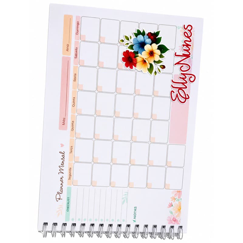Planner De Mesa Semanal Mensal Permanente Organização Com Nome Personalizado