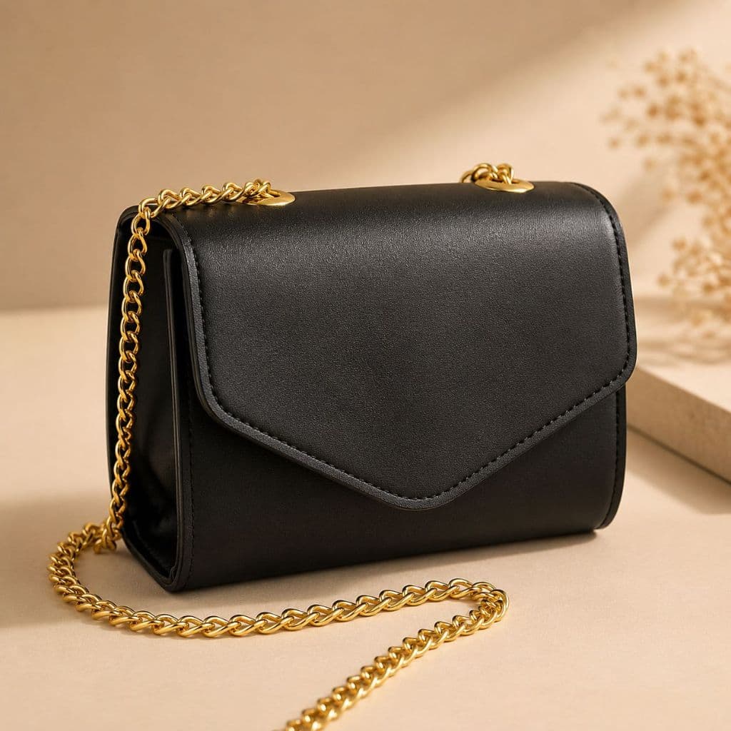Bolsa Feminina Mini Tiracolo Corrente Dourada Elegante Festa Casual