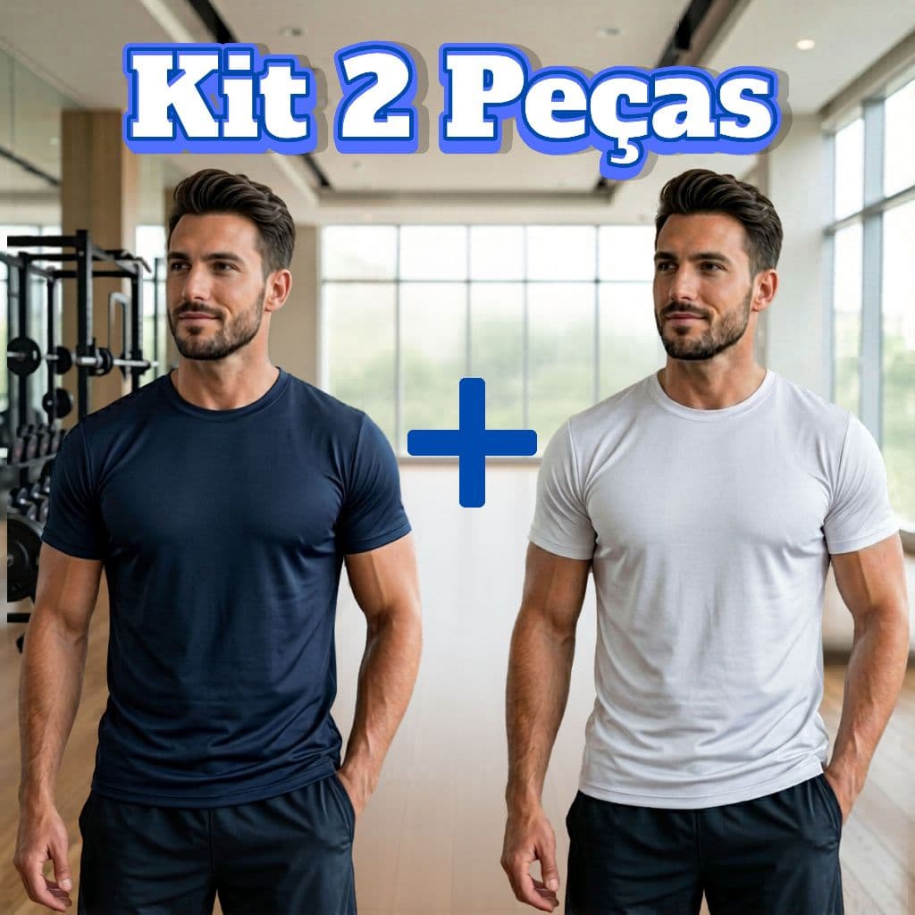 Kit 2 Camisetas Masculina Dry Fit Premium para Academia  Manga Curta Malha Fria