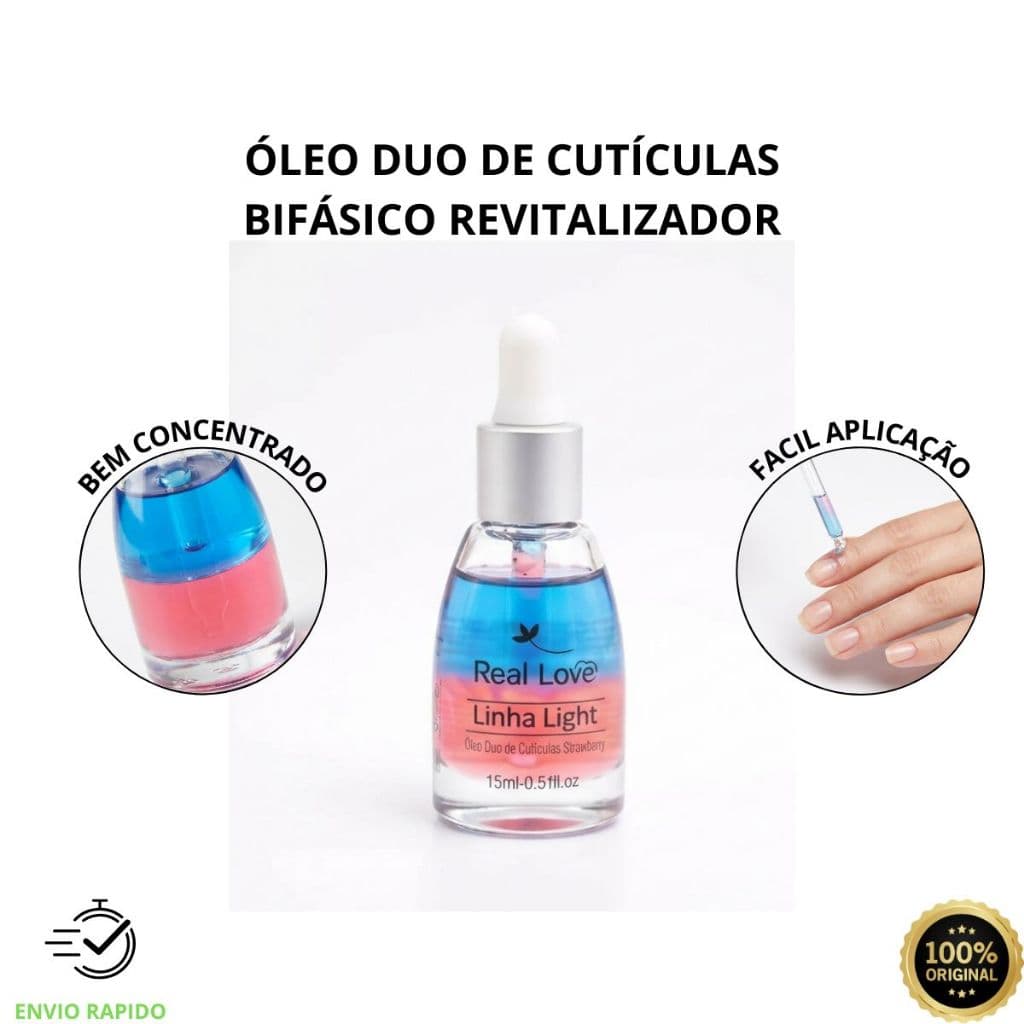 Óleo Duo de Cutículas Bifásico Revitalizador Linha Light - Real Love