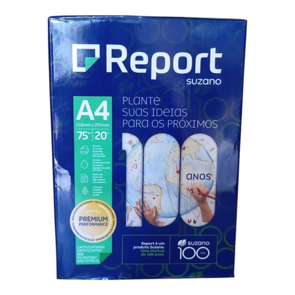Papel Sulfite A4 Report Suzano 75g Branco 500 Folhas Original
