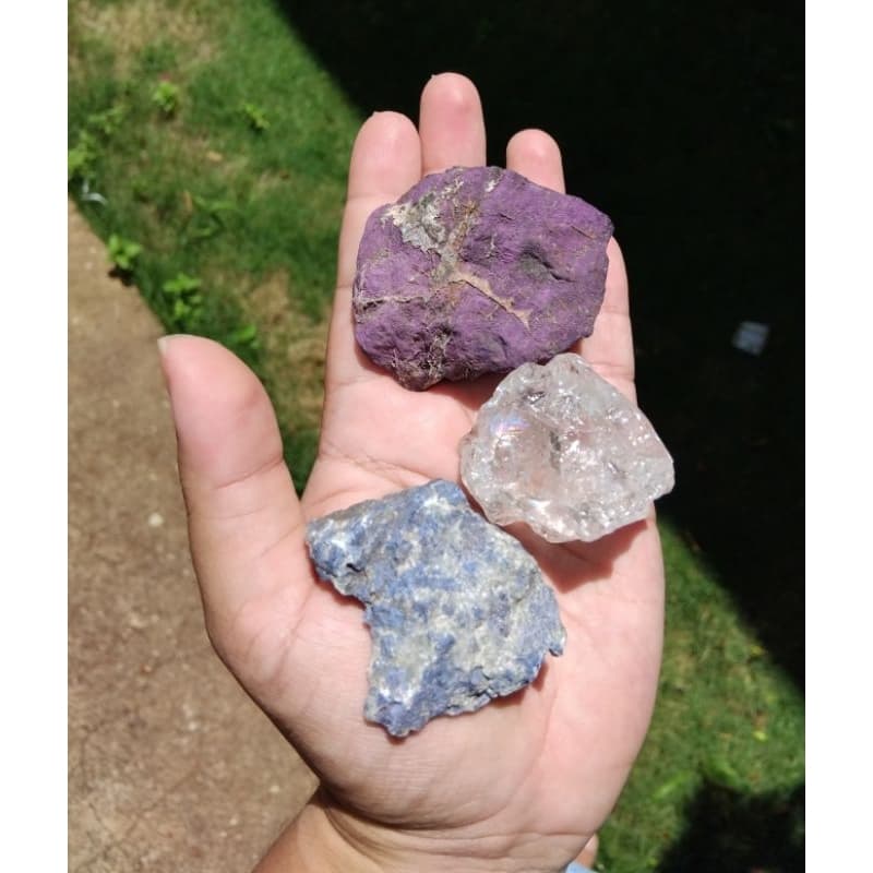 Kit pedras naturais  - quartzo transparente, sodalita e purpurita