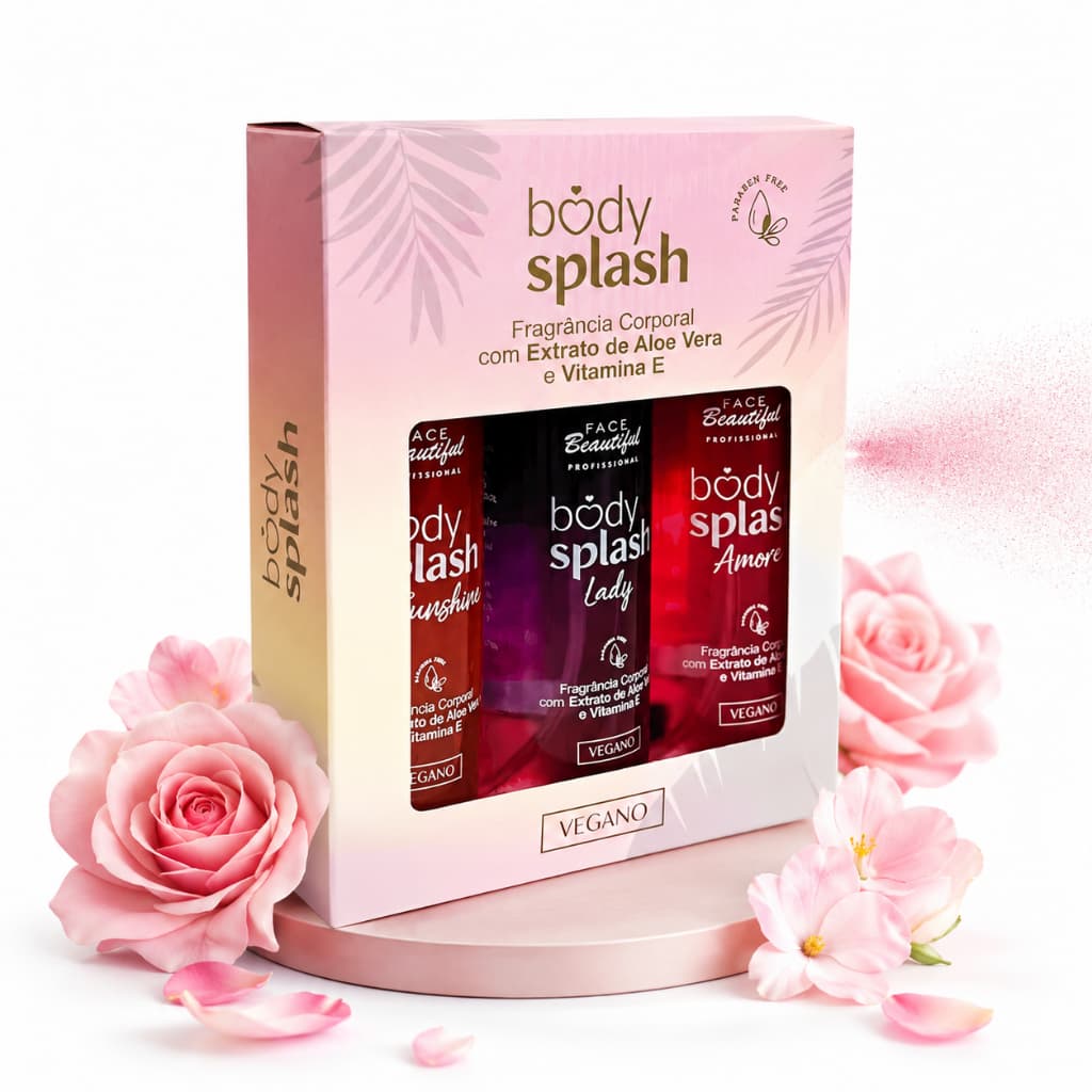 Kit 3 Body Splash Feminino Fragrâncias Variadas Perfume Corporal Longa Duração 100ml Face Beautiful