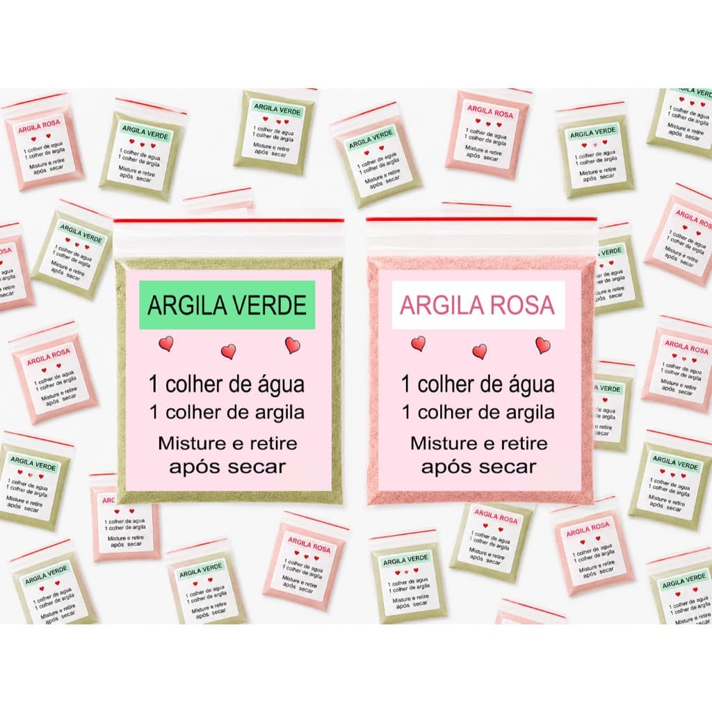 Saquinhos de Argila ROSA VERDE cliente lembrancinhas fidelizar mimos argila rosto com intrução