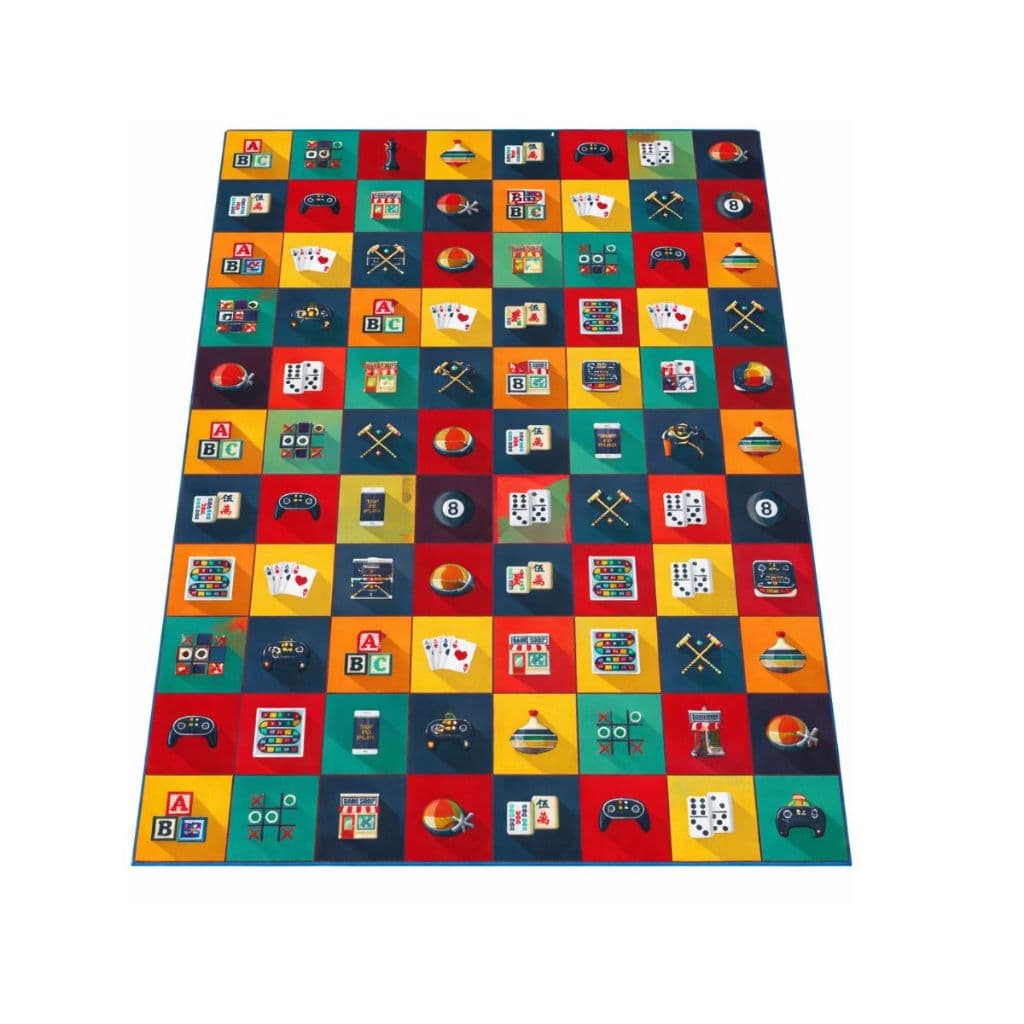 Tapete Infantil Belga Kids Jogos Gamers Colorido Antiderrapante Estampados Quartos Lavável 1,00x1,30