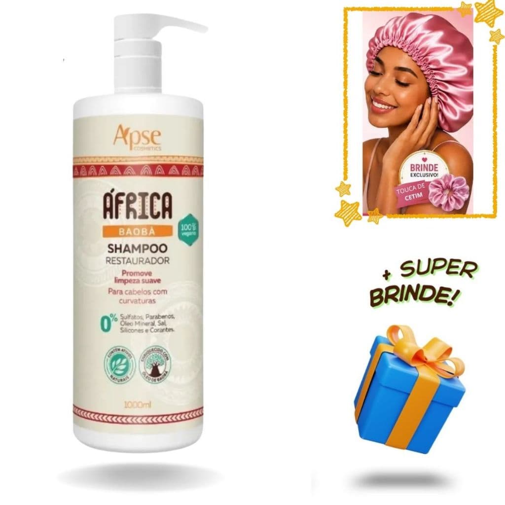 Shampoo Restaurador Limpeza Suave Africa Baobá Apse 1l