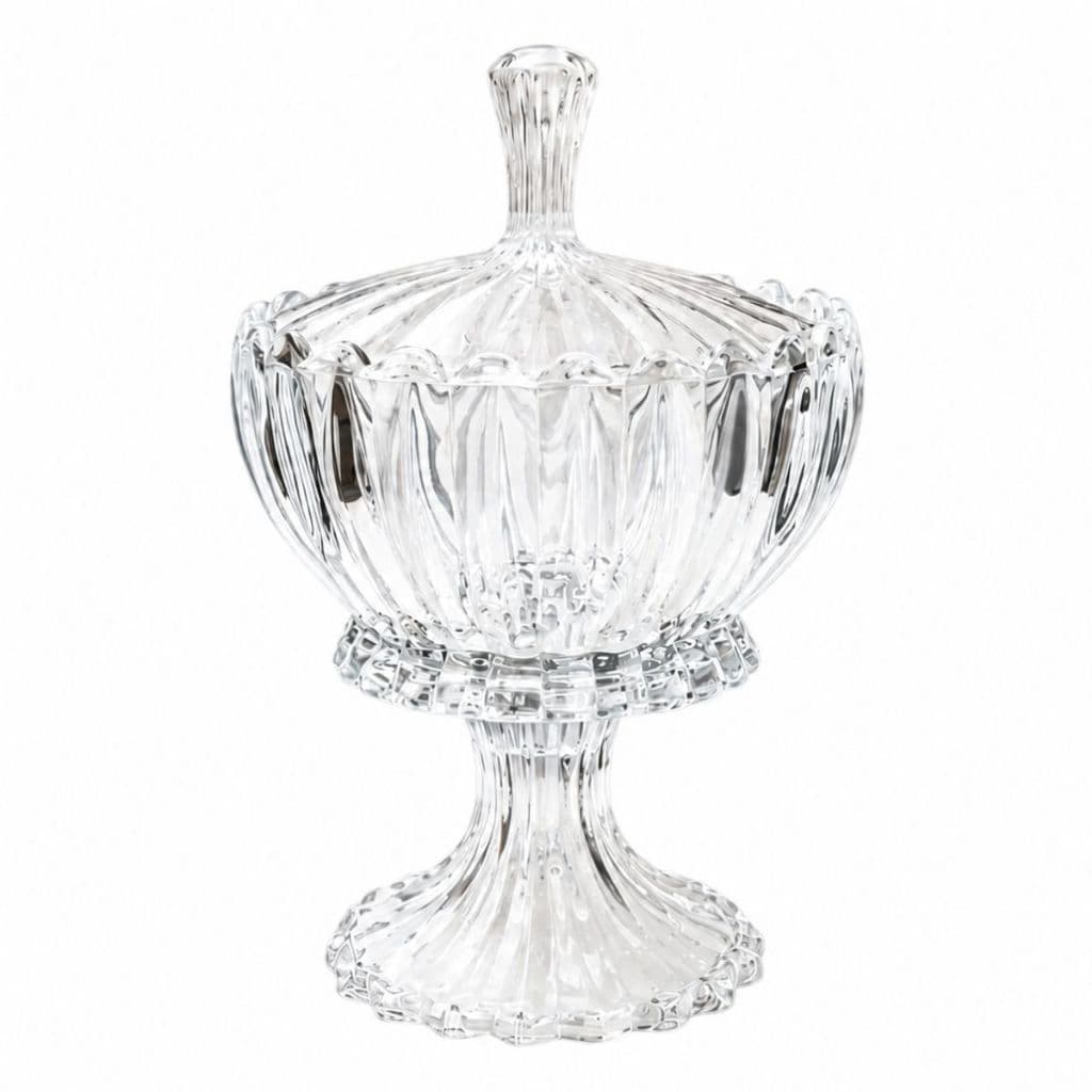 Bomboniere Baleiro Porta Doces Potiche Cristal Decorativo Com Tampa 25 cm Sofisticado Elegante Enfeite Mesa Decoração