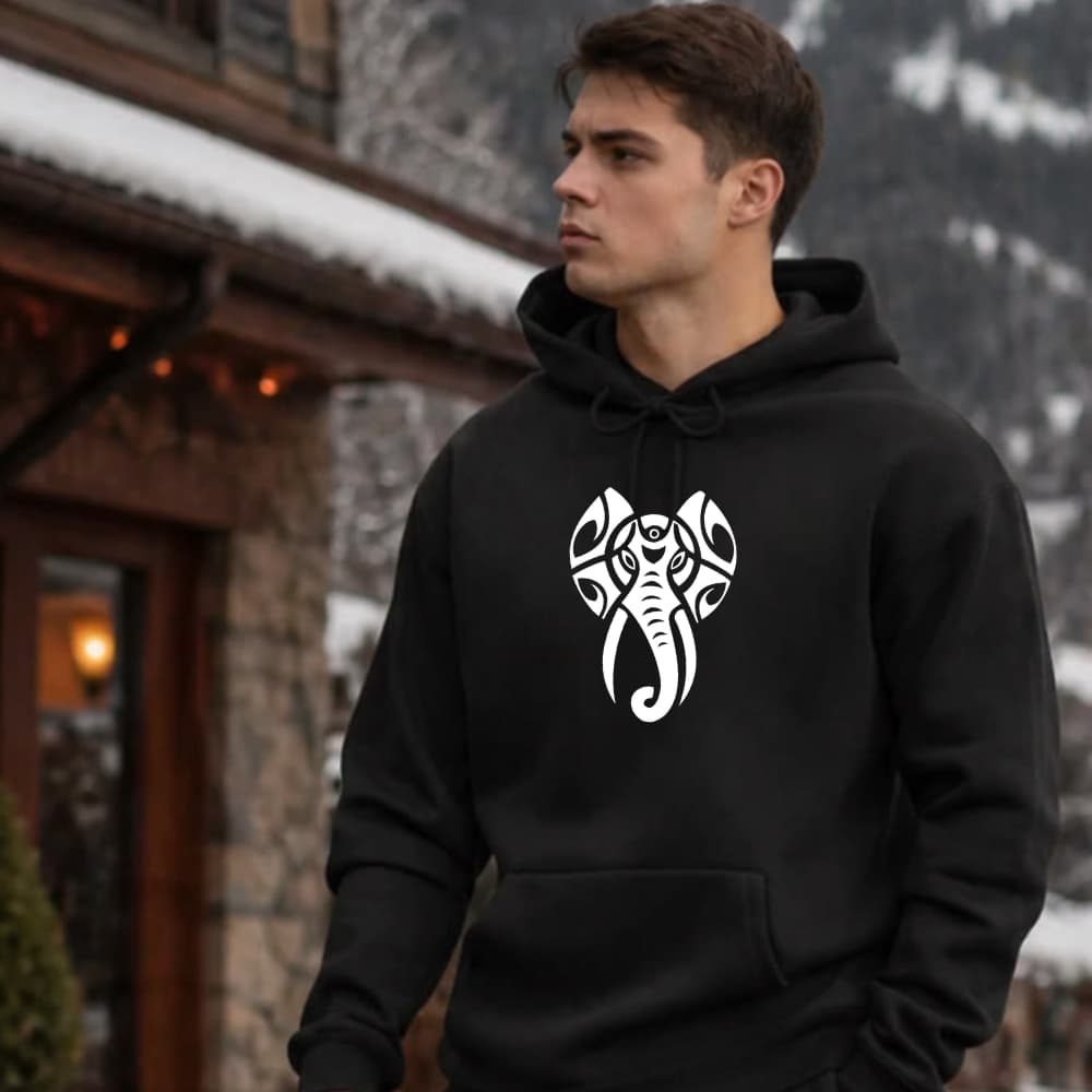 Moletom Maori com Capuz Canguru Blusa de Frio Estampado Básico Fechado Unissex
