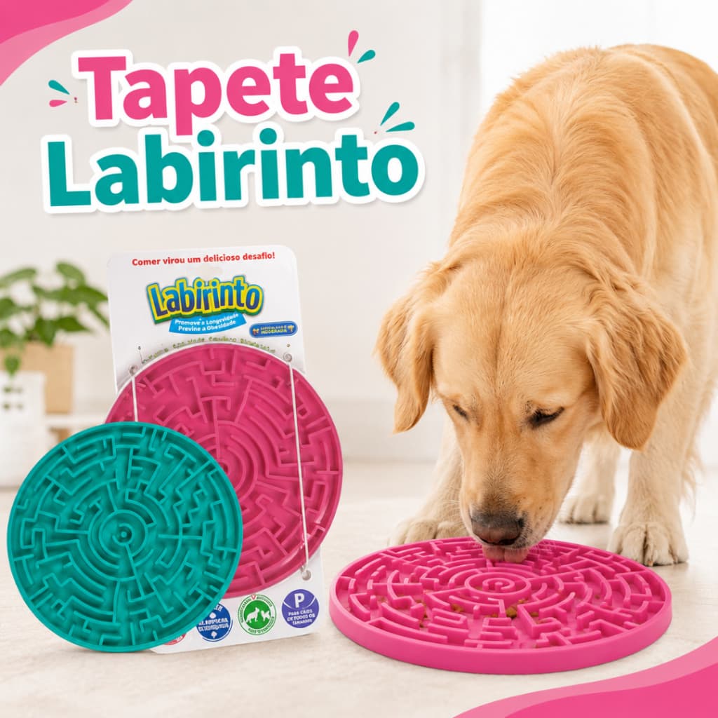 Tapete Labirinto Pet Comedouro Lento Cães e Gatos Alimentação Divertida Enriquecimento Ambiental