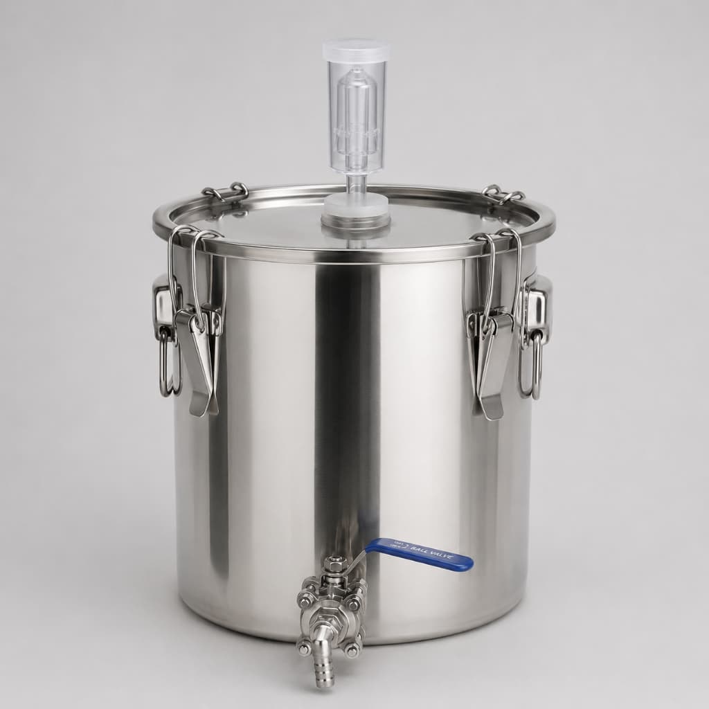 Immetal Tanque Fermentador para cerveja Artesanal Combucha Aço Inoxidável INOX 304 com Registro e AirLock 30 Litros