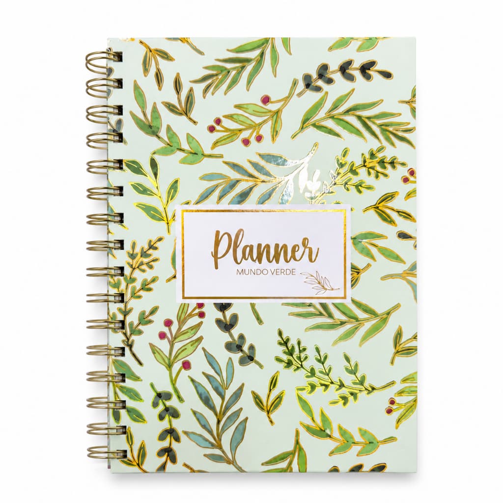 Planner capa dura mundo verde - SkyPaper - Organização semanal e mensal - Presente mulher