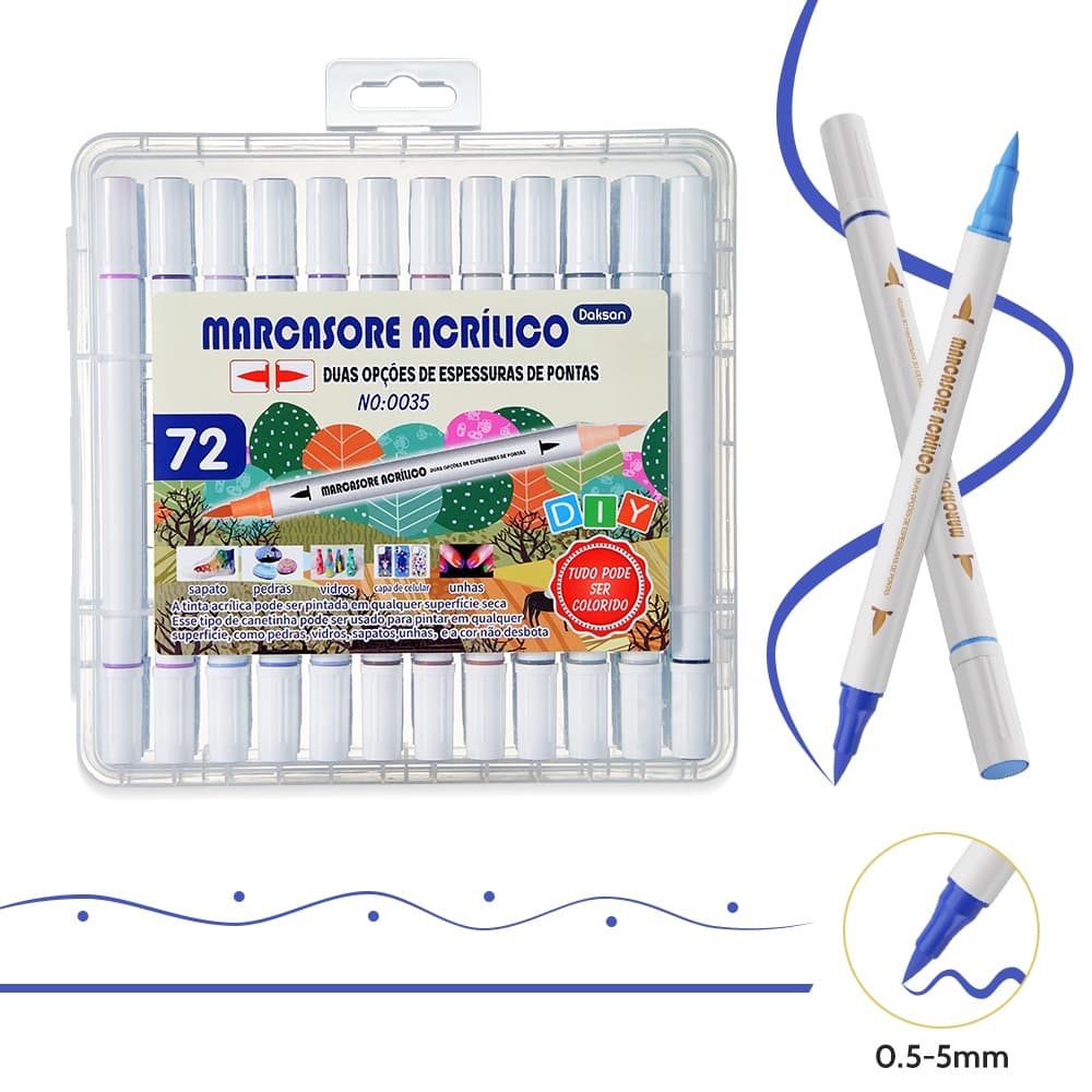 120/72/48 Colors Dual Tip Marker Pen Acrylic Permanent Waterproof Tennis Fabric Colorful Brush