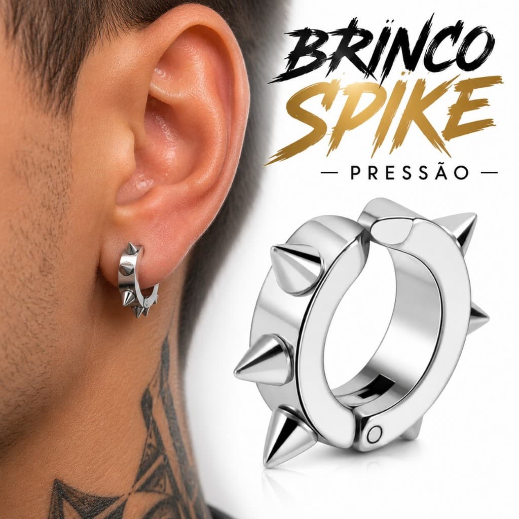 Brinco Pressão Espinho Spike Unissex Argola Aço Inoxidável confortável Titânio cyberpunk Biker