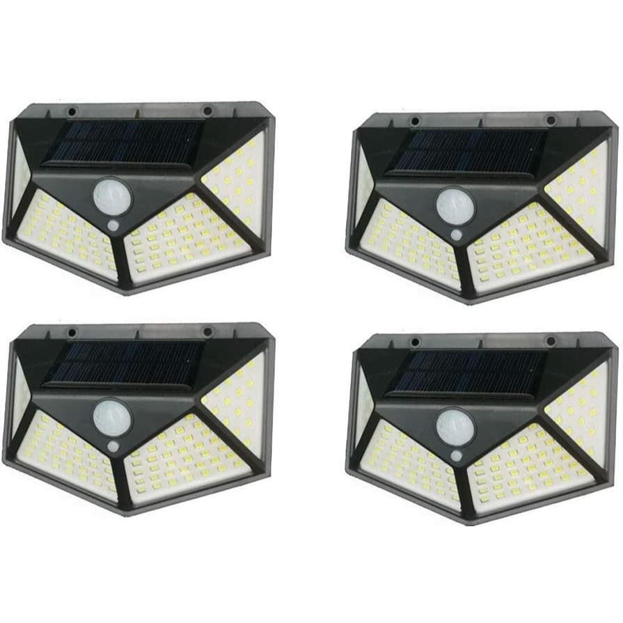 refletor Luminária Solar LED Sensor De Movimento 100 LEDs Externa Jardim Parede IP65