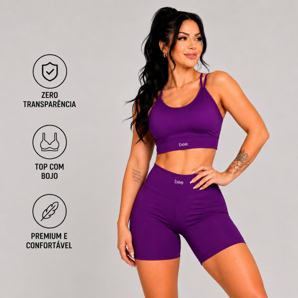 Roupa de Academia Feminina Treino Cintura Alta Zero Transparencia Modeladora