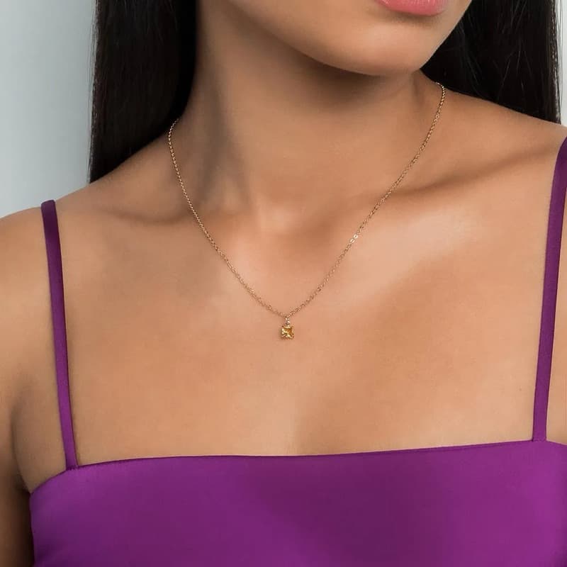 GARGANTILHA ROMMANEL NOVEMBRO BANHAD A A OURO 18K COM ZIRCÔNIA CARRÊ 5324025001