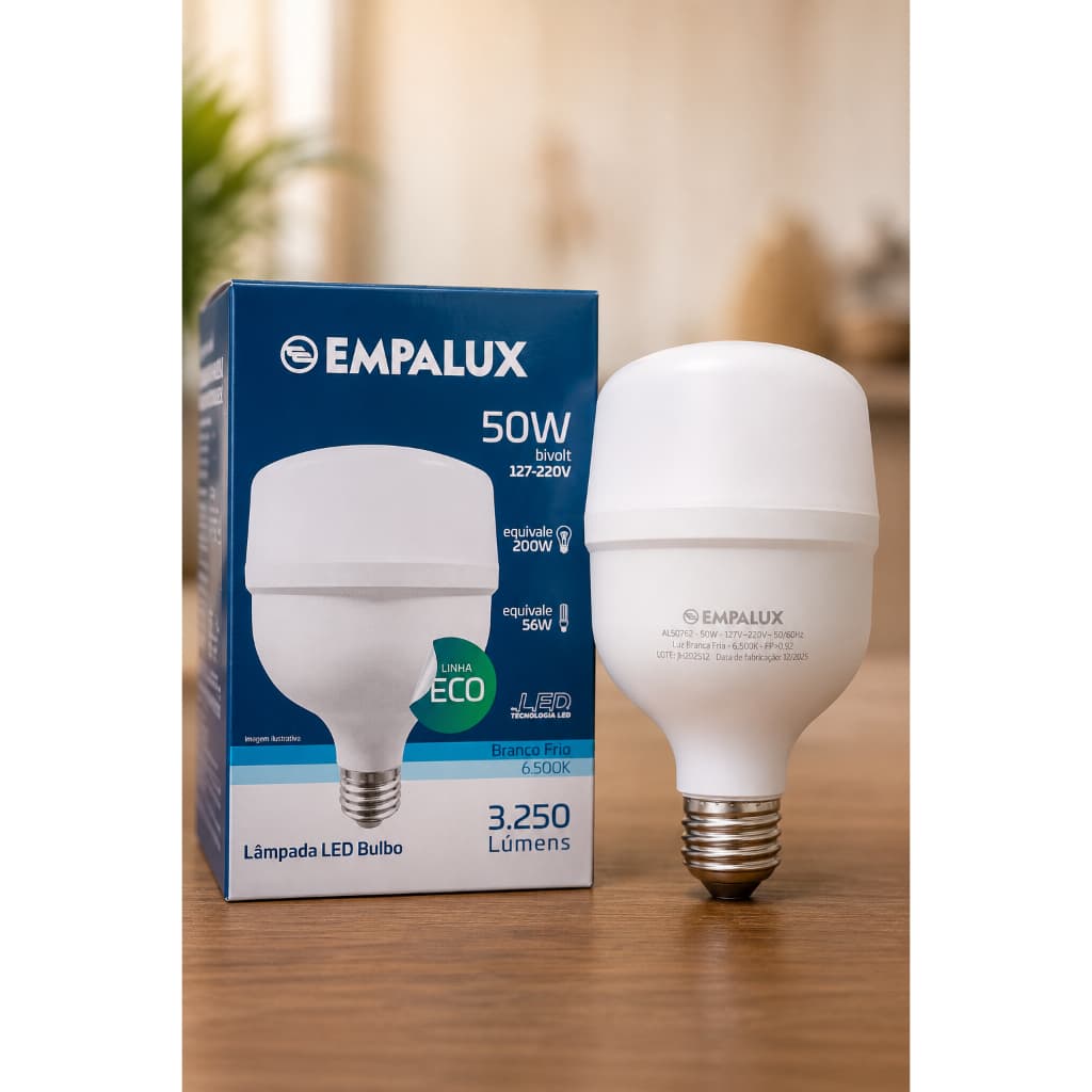 Lâmpada LED Alta Potência 50W 6500K E27 Bivolt Empalux – Bulbo