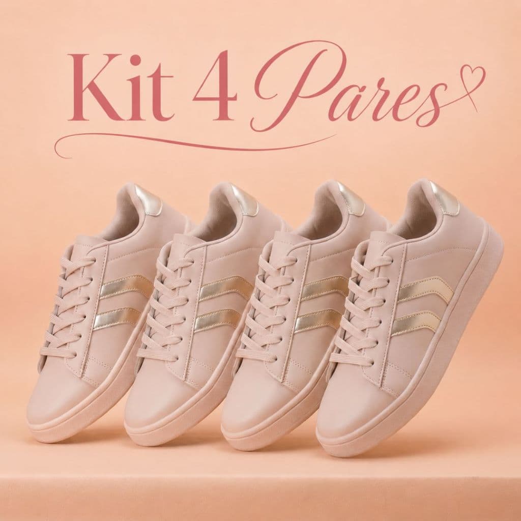 Kit 4 Pares Tênis Casual Feminino Sola Antiderrapante Conforto Para O Dia A Dia