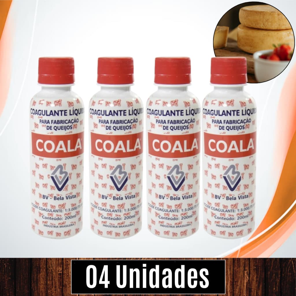 Cx 04 Unds Coalho 200ml Coagulante Líquido Coala de Queijos Minas e requeijões  - Bela vista