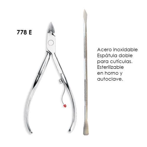 Alicate Inox para Cuticula 778-E + Espátula Dupla 371C Mundial