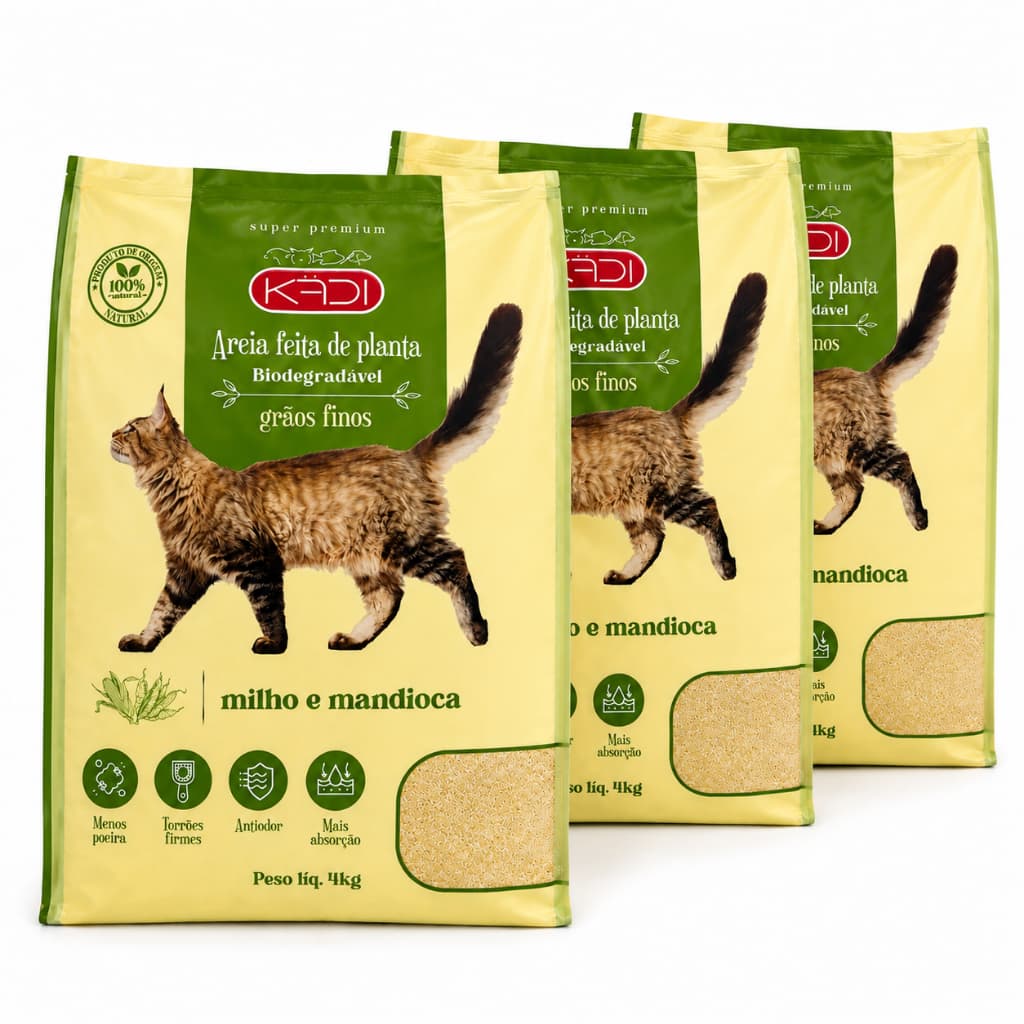 Kit 3 Areia KADIi Biodegradável 4KG  Para Gatos E Roedores