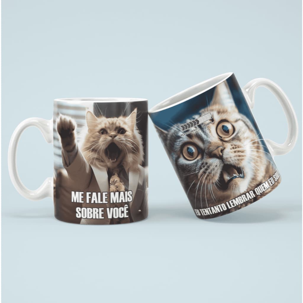 Caneca Personalizada Gato Meme Fale Mais Sobre Você Eu Tentando Lembrar Quem Sou Meme Gatinho Divertido