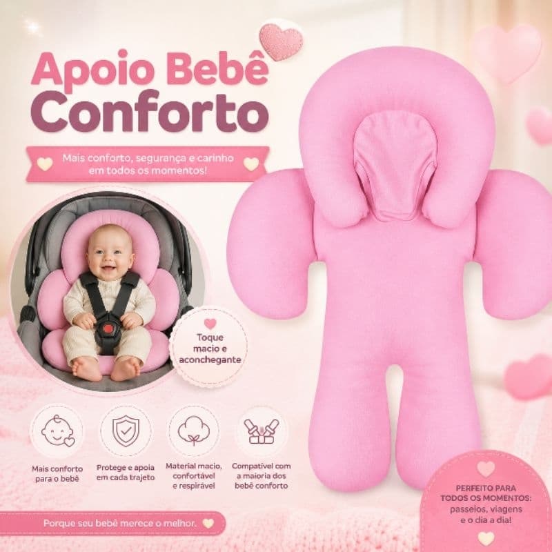Apoio redutor ergonômico universal para bebê conforto | seguro | lavável antialérgico | várias cores
