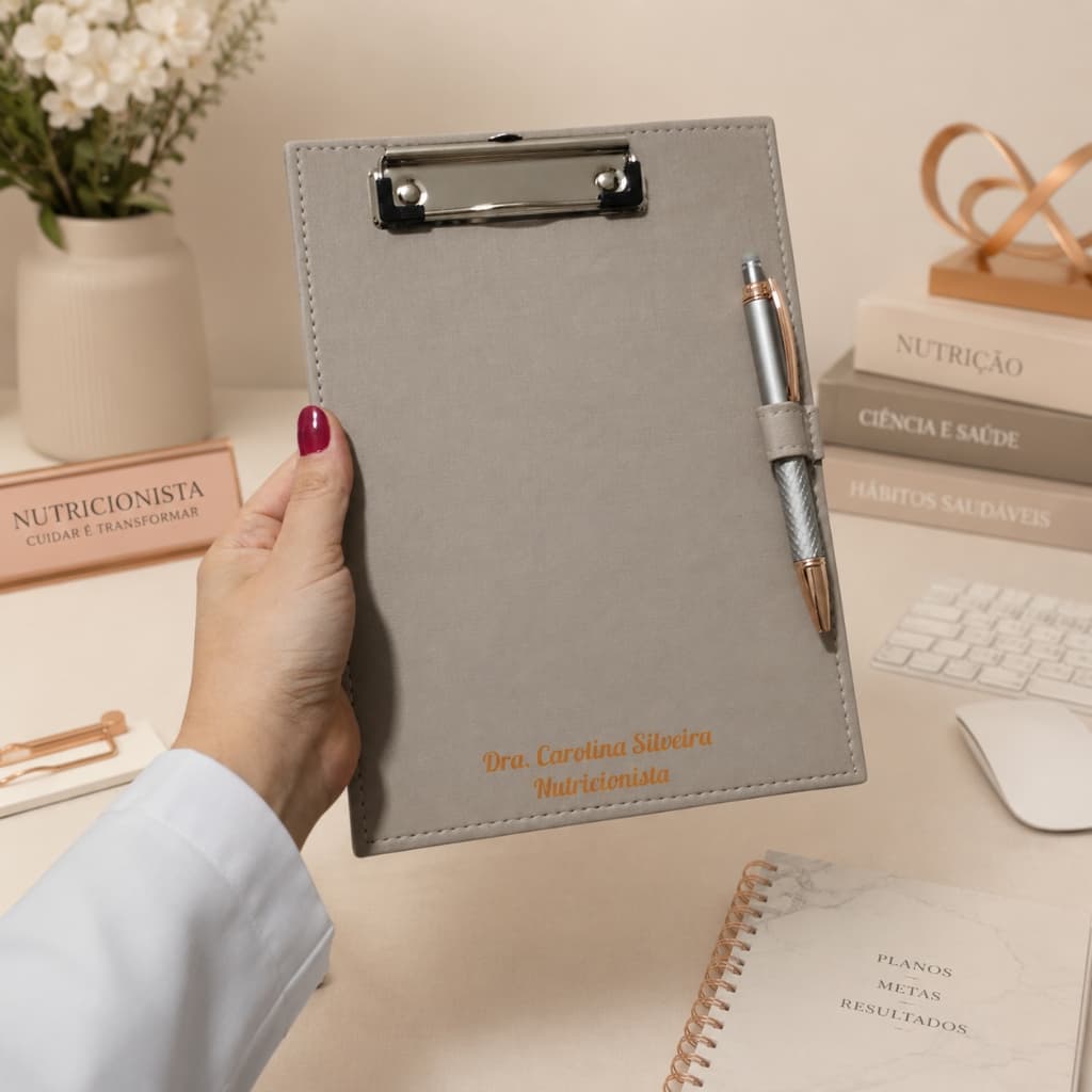 Pracheta A5 personalizada + caneta medicina enfermagem porta receituario advocacia engenharia