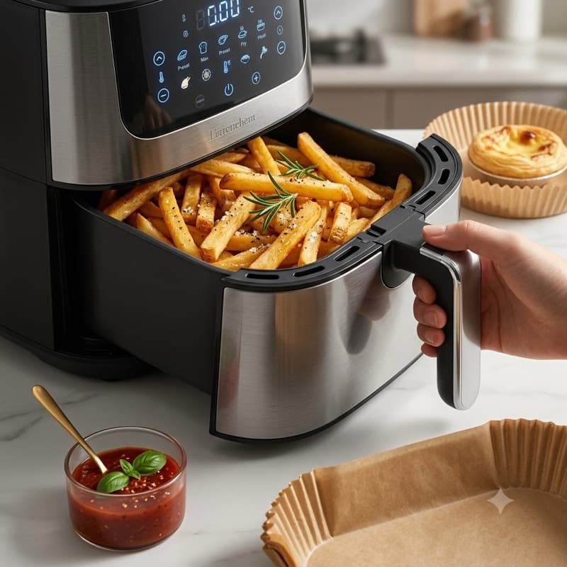 Forma Quadrada Descartável Para Fritadeira Air Fryer Em Papel Antiaderente