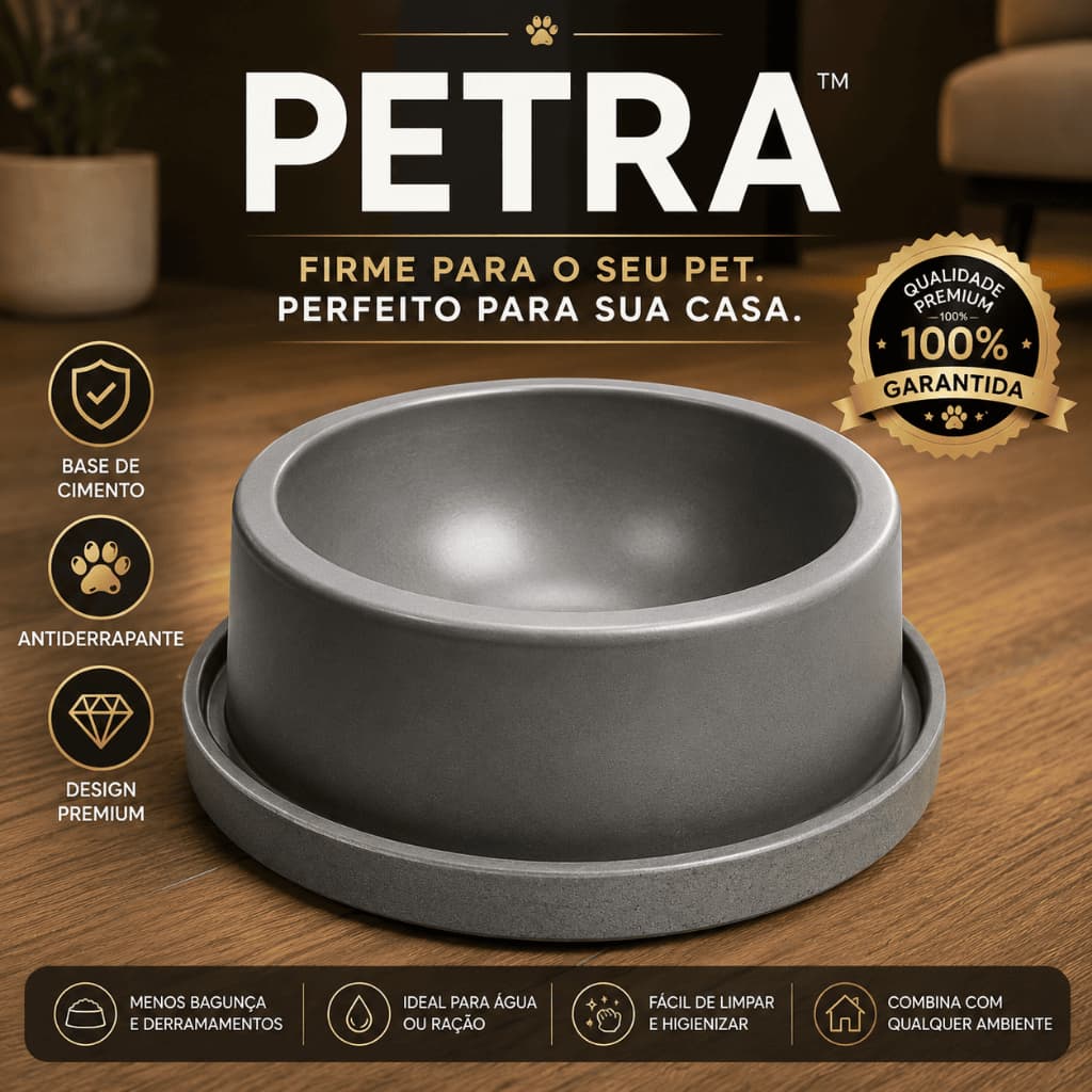 PETRA™ Comedouro Premium para Cães e Gatos com Base de Cimento | Antiderrapante e Resistente