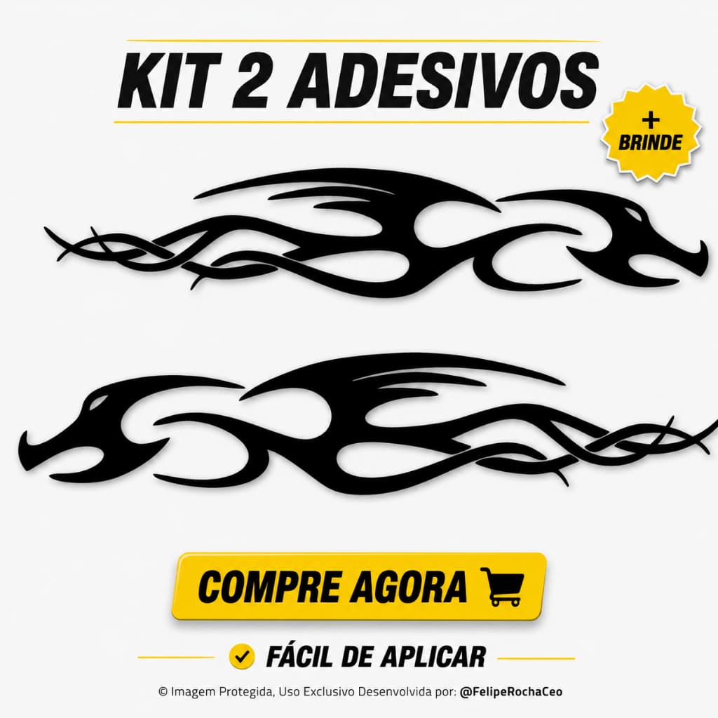 Kit 2 Adesivos Dragão Tribal Carro Moto Bike Caminhão Cores