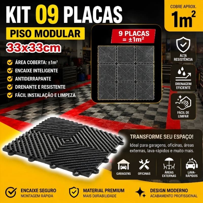 kit 09 estrado piso modular 33x33  automotivo garagem estética