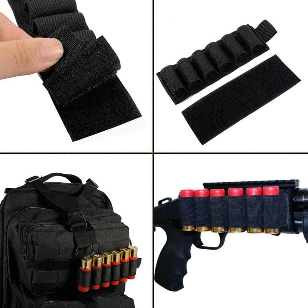 Cartucheira Suporte Tático Porta 6 8 10 ou 12 Cartuchos com Velcro Calibre 12 16 20 24 28 36